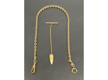 Antique Tooth Watch Fob With Chain