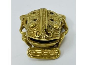 Vintage Brass Frog Brooch