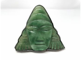 Large Figural Carved Jade Brooch - As Is