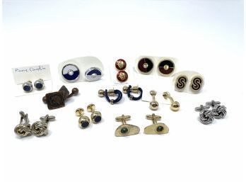 Large Collection Of Vintage Mens Name Brand Cufflinks - Pierre Cardin , YSL & More