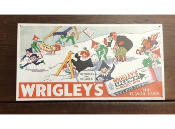 Tin Advertising Sign For Wrigley's Spearmint Gum