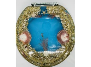 Vintage Lucite Toilet Seat Sand/Seashells MCM Bathroom Underwater