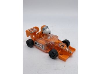 2001 Peanuts Snoopy Race Car #1 Orange Plastic