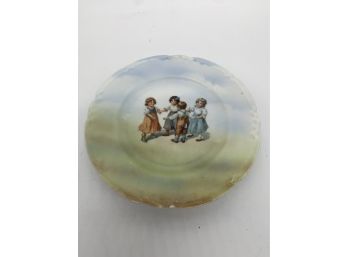 Antique Porcelain Plate With Children