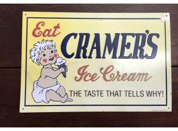 Cramers Ice Cream Tin Advertising Sign