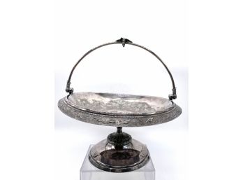Antique Silverplate Handled Pedestal Dish