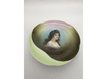 Antique Bavarian Porcelain Plate With Woman