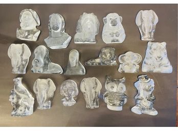 Large Collection Of Vintage Viking Glass Figure Paperweights