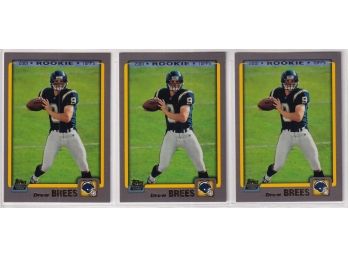 Three 2012 Topps Reprint 2001 Drew Brees Rookie Cards