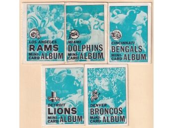 1969 Topps Mini-card Albums: Broncos, Lions, Rams, Dolphins, Bengals
