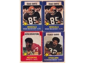 1975 Topps Isaac Curtis, Ken Houston, Franco Harris  Lot Of Four Cards