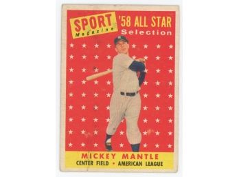 1958 Topps Sport Magazine '58 All Star Selection Mickey Mantle