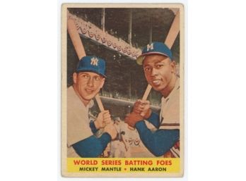1958 Topps World Series Batting Foes- Mantle & Aaron