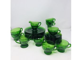 Huge Collection Of Vintage Emerald Glass