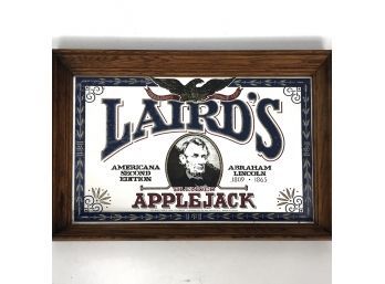 Vintage Lairds Blended Applejack Bar Mirror Sign Abraham Lincoln 14.5'x 21'