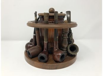 Collections Of Vintage Tobacco Pipes With Stand And Humidor
