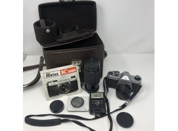 Vintage Asahi Pentax K1000 35mm Camera With Lenses And Case