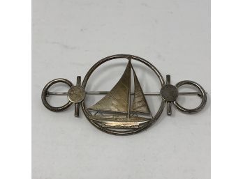 Sterling Silver Brooch Pin. Sailboat