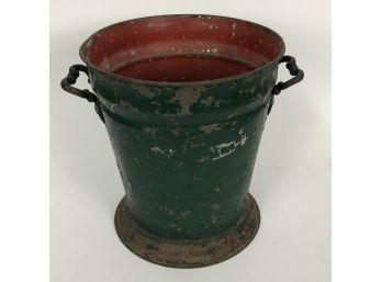 Incredible Antique Handpainted Zinc Handled Pail