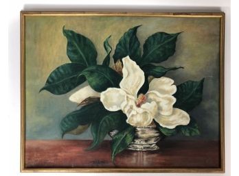 Vintage Still Life Painting On Canvas Signed