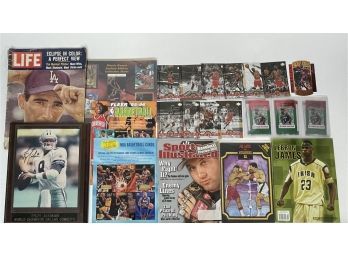 Large Lot Of Sports Collectibles Cards Photos Magazines Michael Jordan, Lebron James