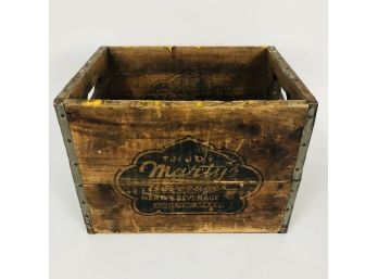 'enjoy Marty's Beverages Wooden Advertising Crate'