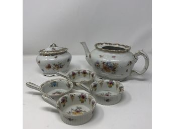 Lot Lot Of Antique Austrian China Floral Pattern
