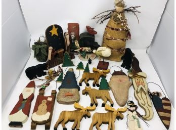 Large Lot Of Woodcraft Handmade Country Holiday Decor