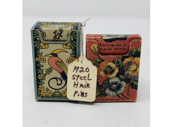 1920s Steel Hair Pins In Beautiful Original Boxes