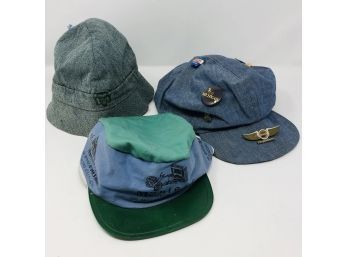 Collection Of Vintage Hats With Vintage Pins