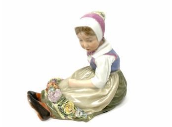Royal Copenhagen Over-Glaze Figurine Of Amager Flower Girl (2)