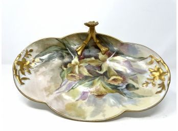 Antique Limoges Porcelain Single Handled Serving Dish