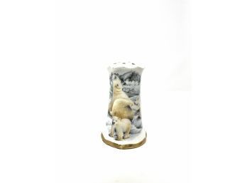 Antique Hand Painted Polar Bear Hatpin Holder