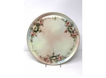 Limoges 11.5' Round Dresser Tray Floral Hand Painted - Signed