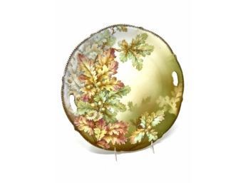 Vintage Signed Bavarian Hand Painted Autumn Oak Acorns 10.5' Porcelain Plate