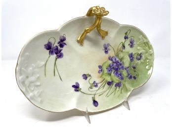 Antique Limoges Porcelain Single Handled Serving Dish