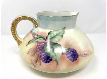 Hand Painted Limoges Pitcher - Signed