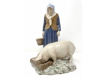 Bing And Grondahl B&G 2237 Woman With Pig Signed Axel Locher