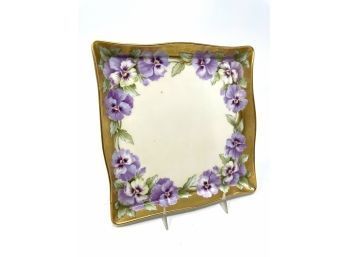 Antique Hand Painted Square Plate