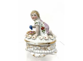 Antique Porcelain Figural Trinket Box
