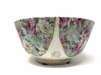 Large Antique Porcelain Floral And Gold Bowl