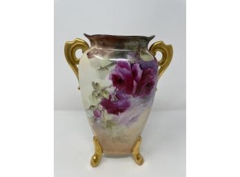 Limoges Hand Painted Footed Vase