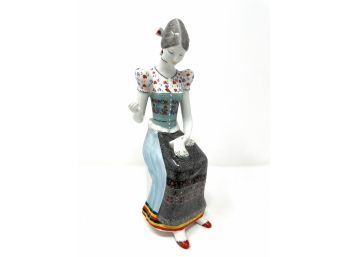Hollohaza Hungary Porcelain Figurine Of Seamstress