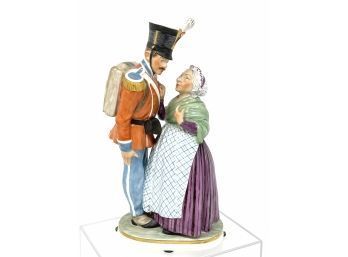 Royal Copenhagen Figurine 1112 RC Soldier And Witch Chr. T 1909 8'