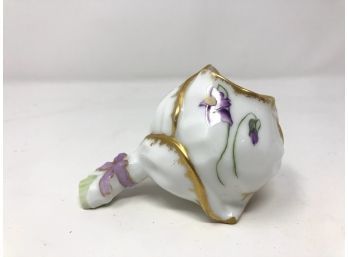 Limoges Pre-1932 Hand Painted Violet Nosegay Spill Vase Or Toothpick Holder