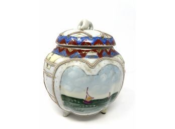Antique Nippon Porcelain Lidded Jar - As Is -