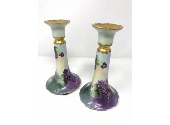 Pair Of Limoges Candlesticks