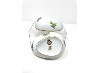 Limoges France Egg Porcelain Trinket Box Butterflies W/ Gold Gild