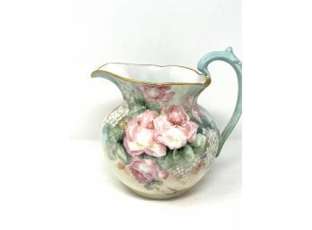 Limoges Hand Painted Floral Pitcher