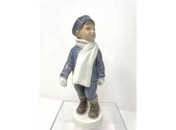 Dahl Jensen Porcelain Figurine, Boy In Winter Clothes, Model Number 1064